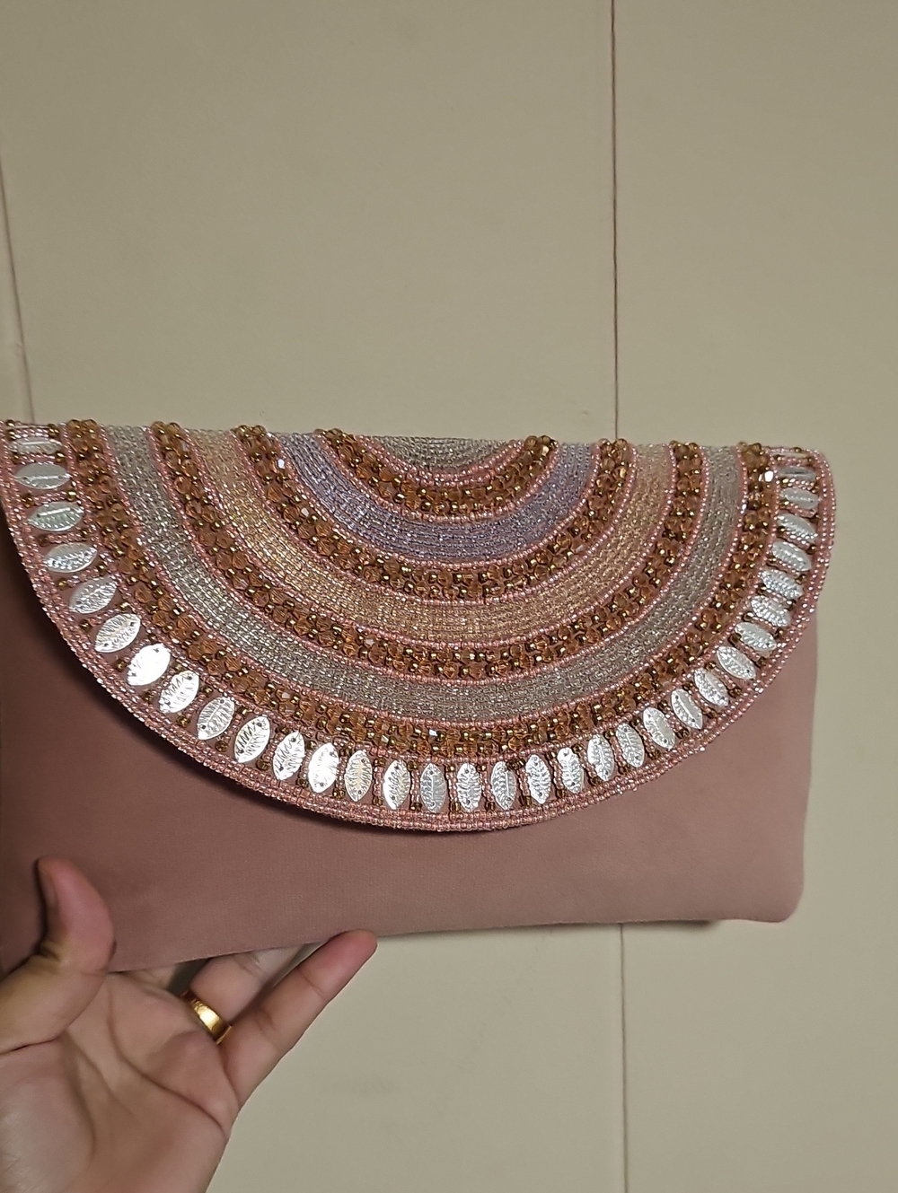 Beaded Pink Evening Clutch